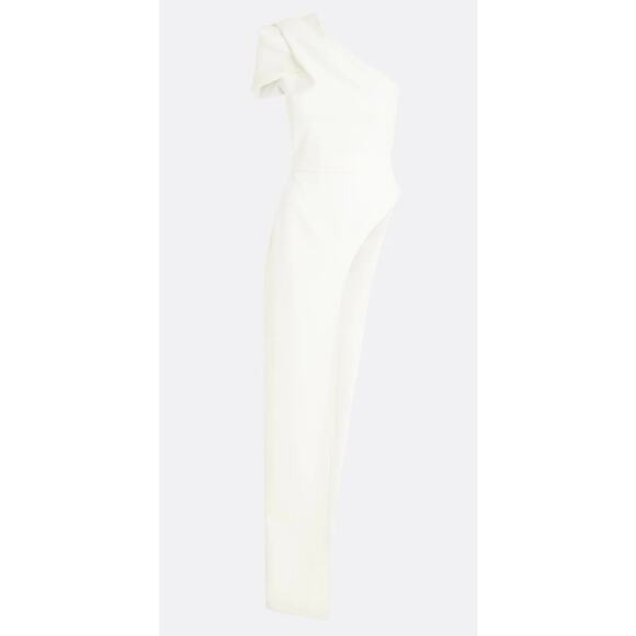 $1295 SAFIYAA Kora Ivory Single Shoulder Asymmetric Top Crepe Sz XS Bridal - Picture 14 of 16